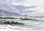 Rotsen in zee, Aquarel, 27x37cm, 2001