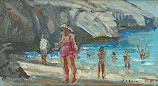 Strand Tenerife, Olieverf, 13x22cm