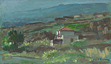 Verlaten huis, Olieverf, 13x22cm