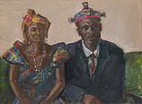 Congolese chef + vrouw, Olieverf, 63x47cm