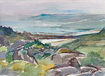 Opkomende mist (Bretagne), Aquarel, 54x74cm, 2001