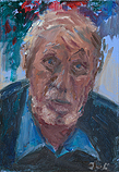 Zelfportret op Tenerife, Olieverf, 13x9cm