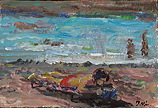 Lezend, Olieverf, 8.7x13cm
