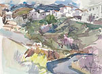 Stadsgezicht Tenerief, Aquarel, 35x48cm, 1994