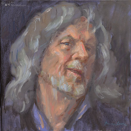 Zelfportret met lach en pruik