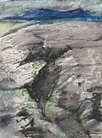 Jan van Loon,Ijsland, 1991, aquarel 47x35cm